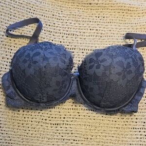 Victoria's Secret Lace Bra - Dark Blue Dream Angels Lined Demi 34D